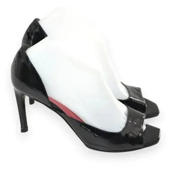 Kate Spade Black Patent Leather D'Orsay Minimal Open Toe Kitten Heels Pumps 8.5 - Picture 4 of 10